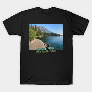 Wyoming State Outline (Grand Teton National Park - Lake Jenny Trail) T-Shirt